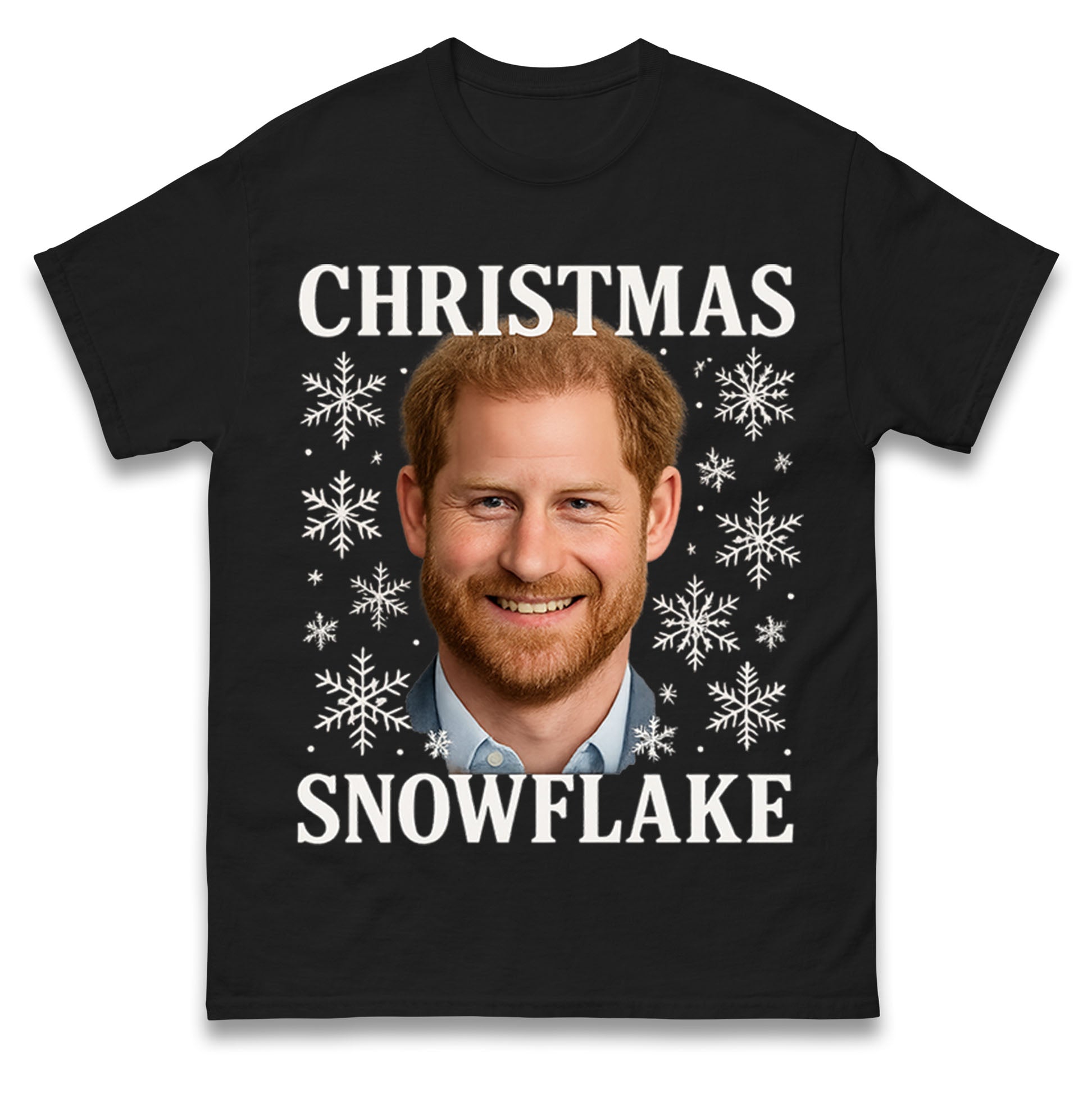 Christmas Snowflake Prince Harry Christmas T Shirt Tshirt Mens Womens Unisex Tops Tees 3XL