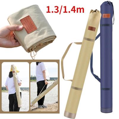 1.3/1.4m Folding Portable Fishing Rod Bag Large-Capacity Fishing Umbrella Bag Thickening Canvas Rod Bag Fishing Gear Accessories