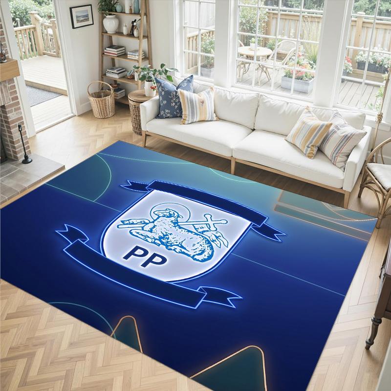 Preston North End Football Design Crystal Velvet Carpet Cozy Non?Slip Printed Rug For Bedroom Living Room Entrance