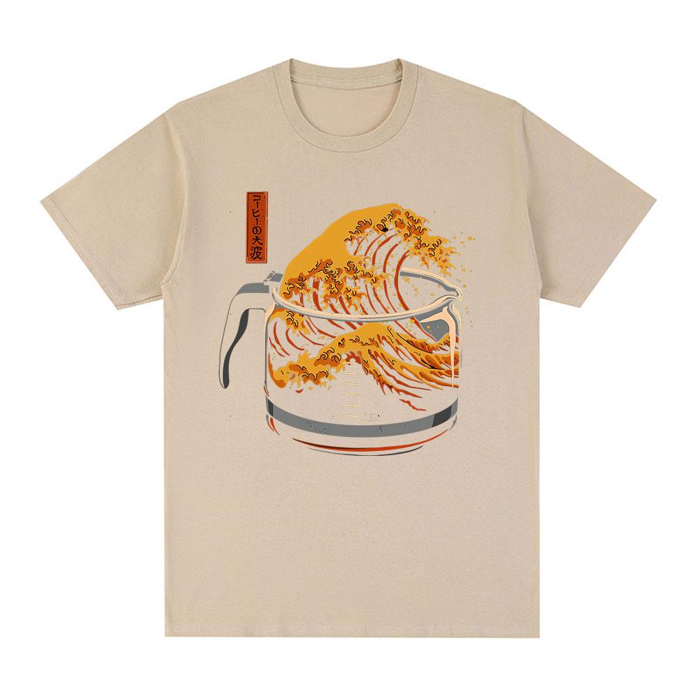 The Great Wave of Coffee Funny Meme Tshirt Unisexs Women Clothing Fashion Tshirts Cotton Casual Short Sleeve T Shirts Streetwear