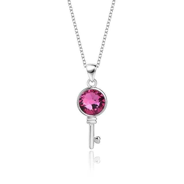 

Sterling Color Austrian Crystal Stone Women S Necklaces Voguish Stylish Plain Simple Hundred Tower Key Pendant ManufacturersFashion 45cm