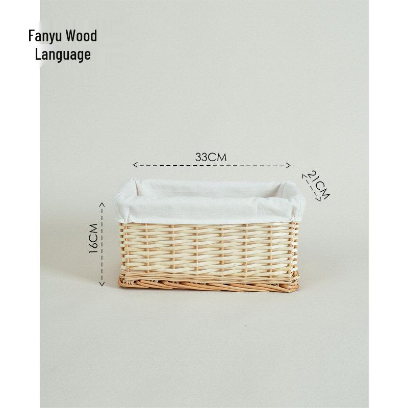 Woven Bamboo Fabric Storage Basket for Snacks and Sundries