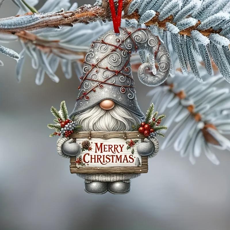 1pc Classic Gnome Christmas Tree Ornament Festive Holiday Hanging Decoration Xmas Tree Decor Without Batteries, Durable Party Supplies Home Decor