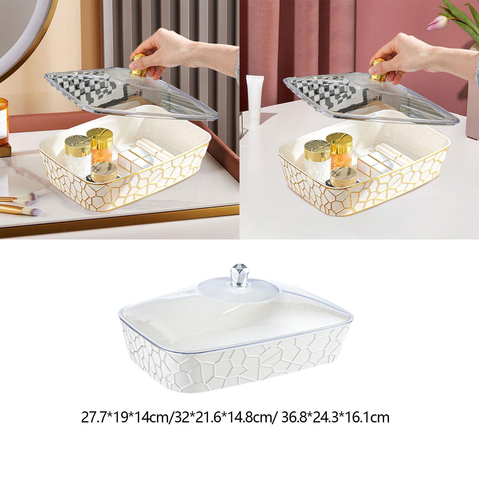 

Serving Tray Decorative Reusable Clear Rectangle Multipurose Portable with Lid Organizer for Table Breakfast Events Home Bar 27.7cmx19cmx14cm