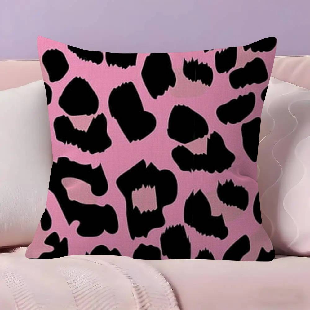 Anime Pink Leopard Pattern Pillow Cover Sofa Cushion Cover Home Room Decoration Children Gift