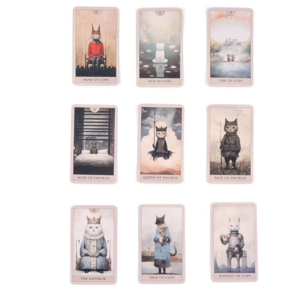 Surrealist Cat Tarot Cards 10.3*6cm - Aesthetic 78-Card Whimsical Deck with Soft Pastel Illustrations