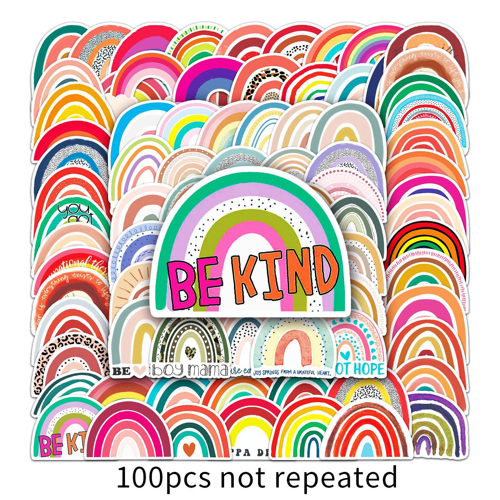 100 Rainbow Bridge Cartoon Stickers for Laptops, Luggage, Cars, and Scooters