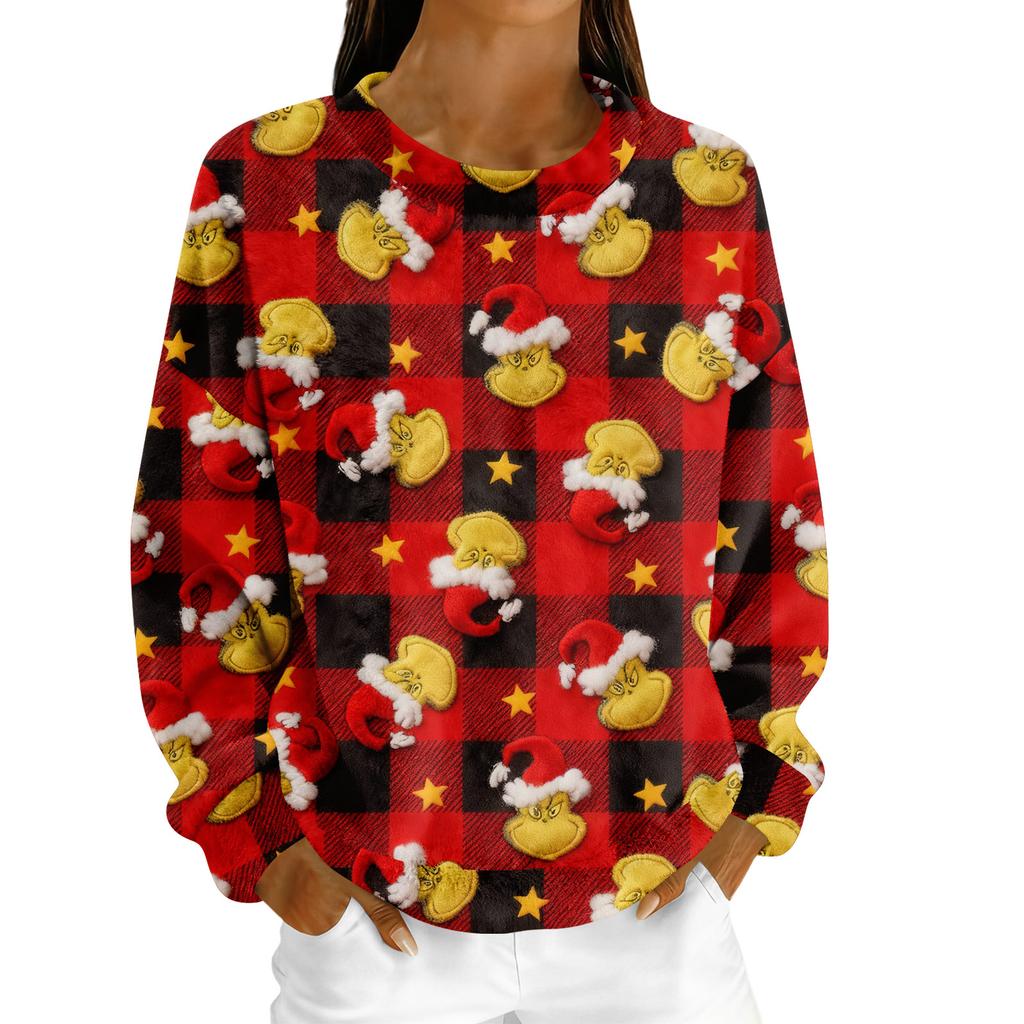 Women's Fleece Hoodie Long-Sleeve Round  Neck Casual Comfortable Loose-Fit Lightweight Women's Hoodie