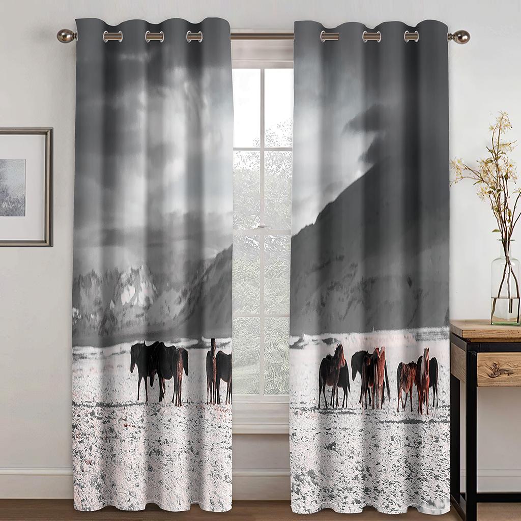 

Природные пейзажи, пейзаж, морские облака, город, 2 шт., бесплатная доставка, тонкие оконные шторы, занавеска для декора гостиной, спальни W50H60(CM)x2&Grommet Top