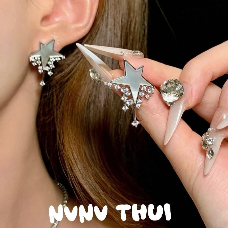 Mint Mambo Gypsy Star Wheat Ear Gem Water Drop Necklace Haute Couture Jewelry, Meteor Fritillary Flash Diamond Earrings Set