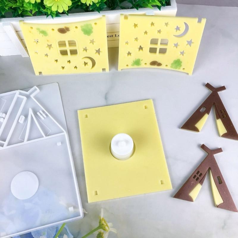 Multipurpose Sturdy Silicone Tent Candle Holder Mold Set Portable for Resin Plaster Craft Supplies Assorted Sizes