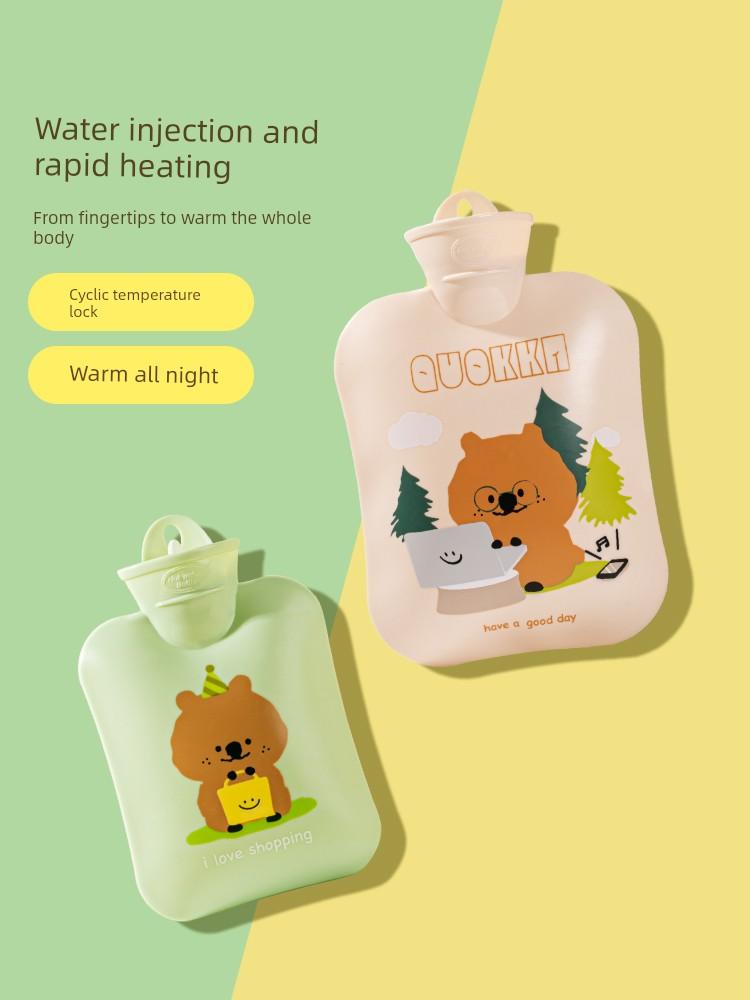 Hot Water Bottle, Water-Filled, Explosion-Proof, Thickened, Warm, Plush, Cute, for Female Students, To Warm the Stomach and the Bed