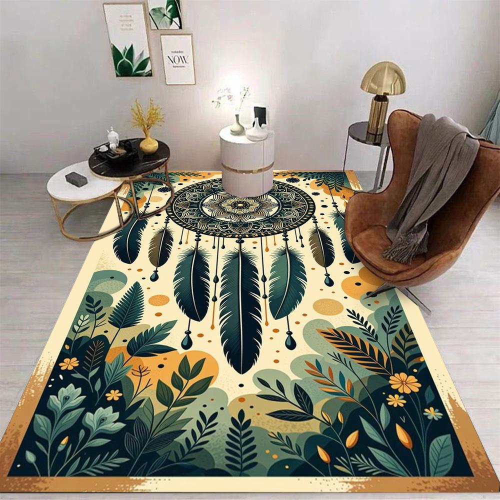 Bohemian Mandala Feather Carpet Various Styles With Colorful Floral Dreamcatcher Abstract Patterns Rug For Living Room Decor