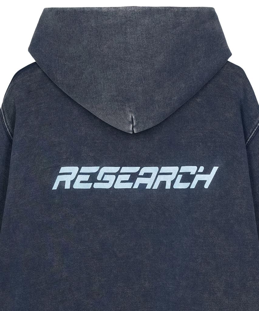 Fdr Pigment Washed Denim Applique Hoodie Navy