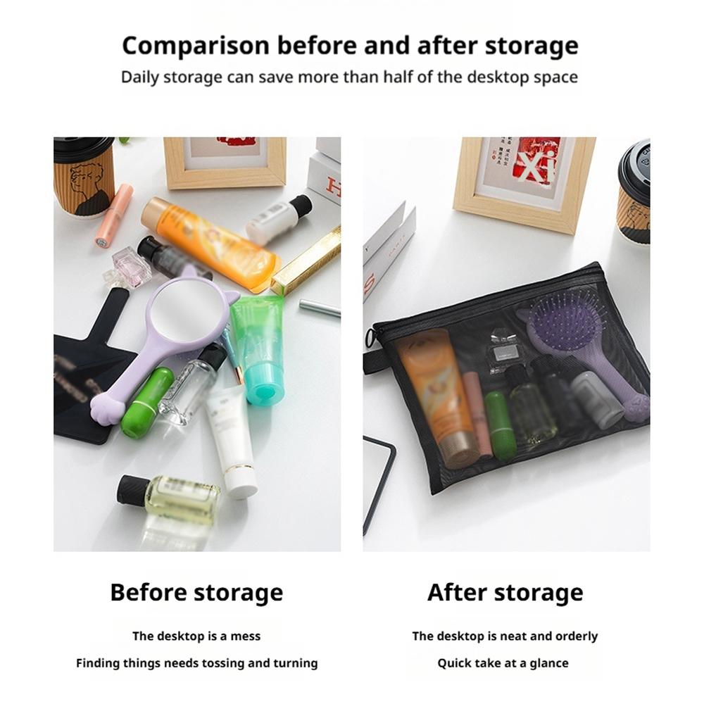Mesh Storage Bag Fashion Toiletries Storage Bag Travel Female Portable Large Capacity Travel Cosmetics Storage Bag Accessories