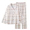 Women's pajamas spring and autumn new pure cotton yarn lace lace homewear loose large size cardigan long sleeve trousers homewear