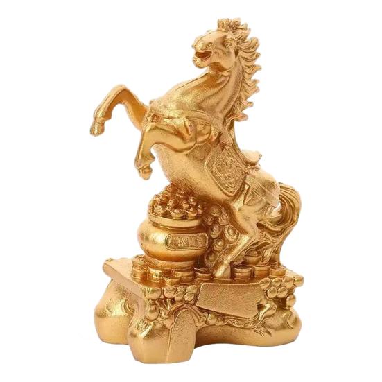 Horse Ornament Golden Finish Versatile Horse Figurine Symbol of Strength Success Zodiac Resin Statue Home Decor
