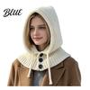 Knitted Hat with Neck Warmer Women Hooded Scarf for Winter Knit Pullover Balaclava Hood Cozy Adjustable Drawstring Warm Gaiter Skull Cap