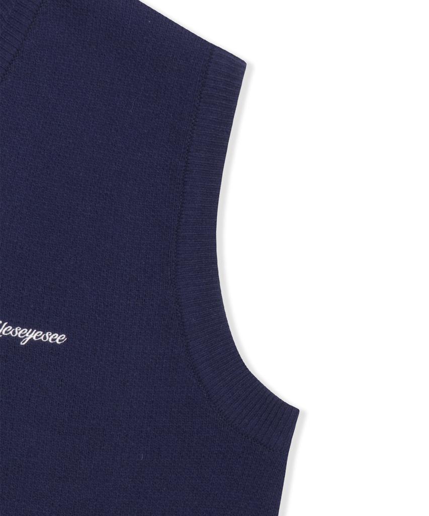 Yeseyesee One Pocket Knitted V-Neck Vest Navy