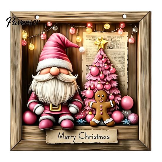 Family Christmas Home Decor Wooden Hanging Pendant, Snowman/Santa Claus/Gnome Ornament with Decorative Craft Pieces Hemp Rope for Indoor Outdoor