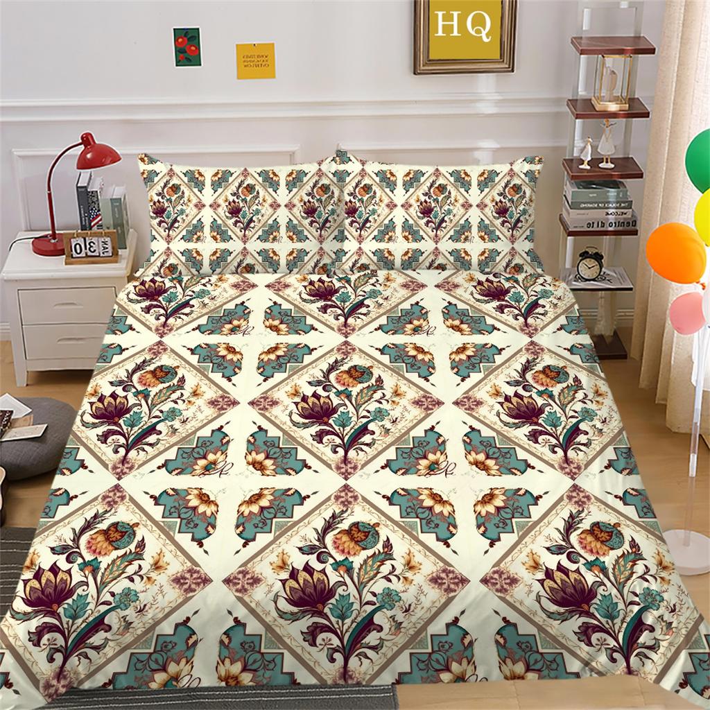 Zestaw pościeli 3D Paisley w stylu indyjskim Poszwa na kołdrę 2/3 sztuk UK/US/AU/EU/DE Pełny rozmiar Zmywalny miękki Szybkoschnący Dekoracja wnętrz