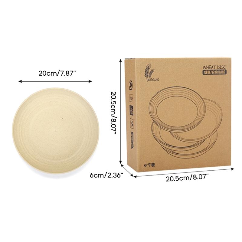 4 Pcs Wheat Straw Plates Lightweight Round Dishes Dinnerware for Kitchen,Camping