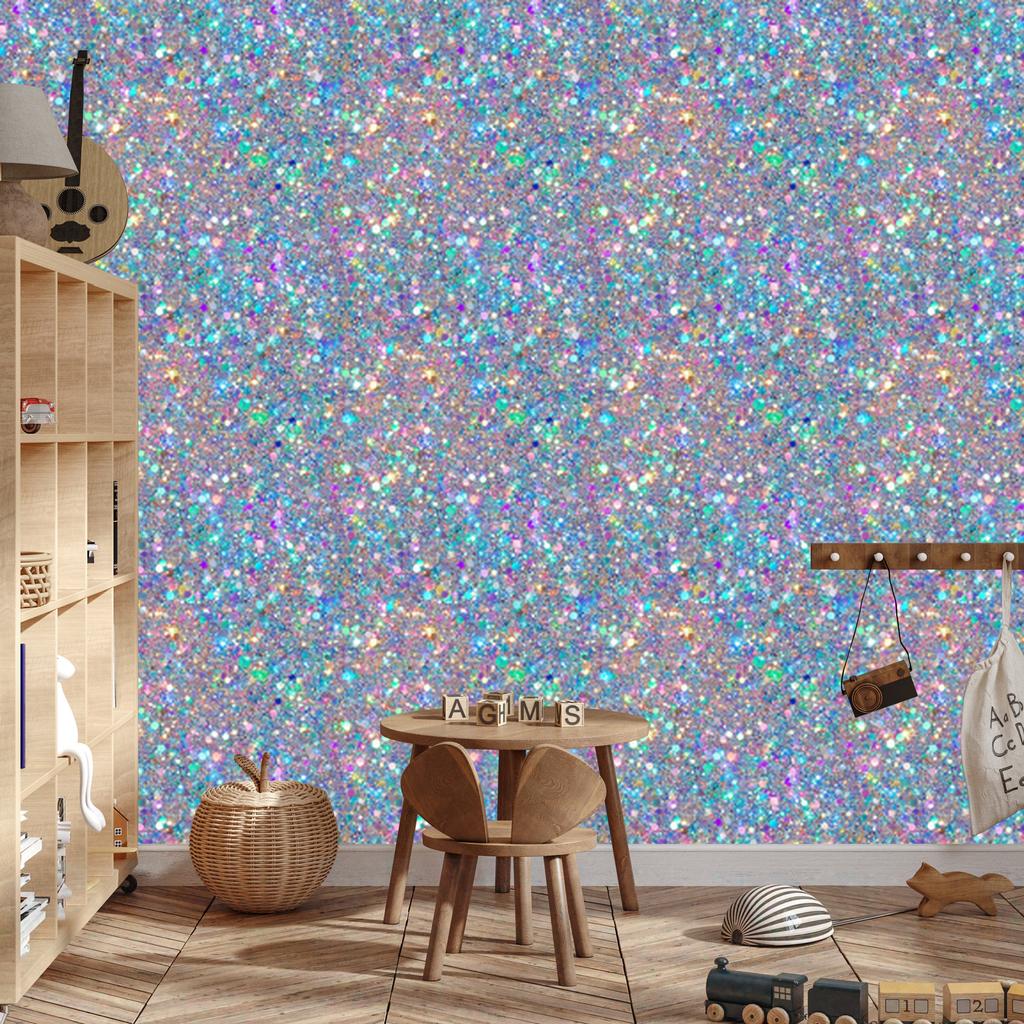 Iridescent glitter wallpaper in blue, purple and gray 50x1000