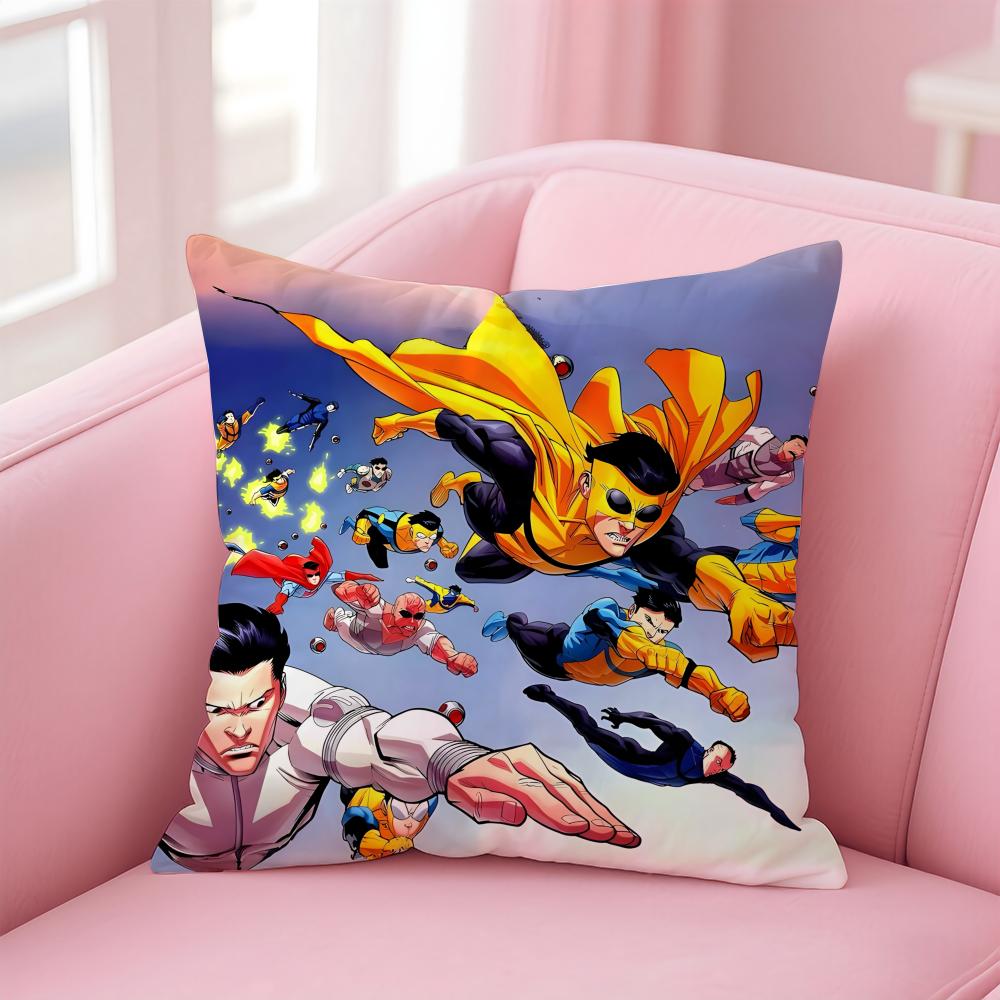 I-Invincible Pillow Superhero Anime Cushion Cover Linen Pillowcase Cover Soft Decor For Sofa Home Room