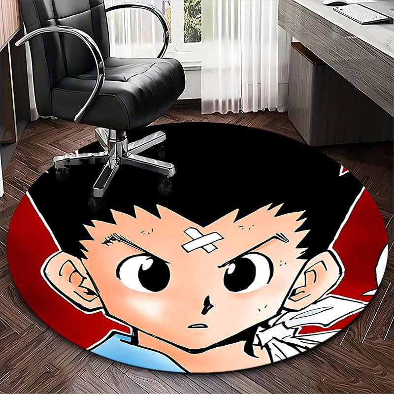 1pz Tappeto Rotondo con Design Cartone Animato Anime, Tappetino per Sedia da Ufficio, Tappeto Antiscivolo per Decorazione Casa