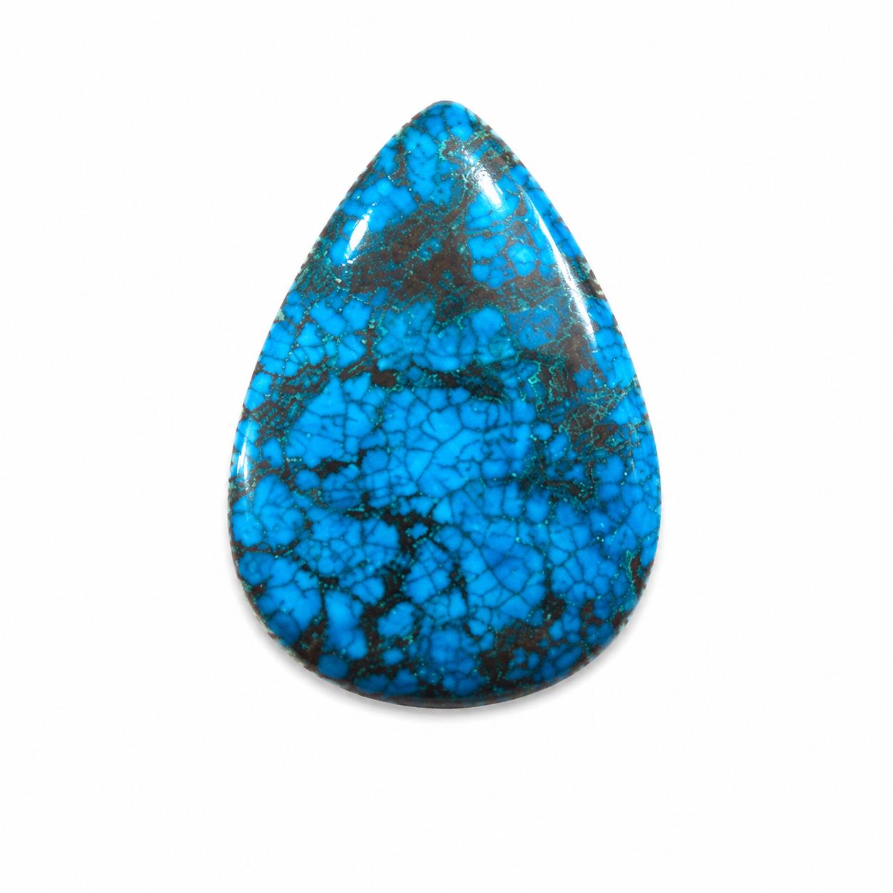 Blue Turquoise Pear Cabochon | Natural Blue Turquoise Gemstone | Loose Cabochon for Jewelry Making 33x45mm синий