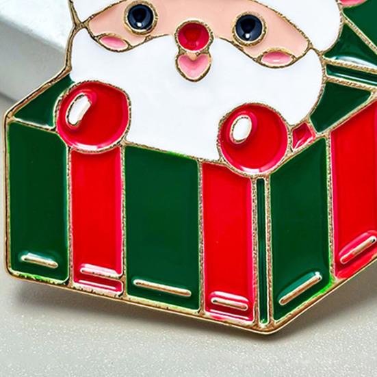 Zinc Alloy Santa Claus Brooch Enamel Cartoon Father Christmas Pin Sweater Coat Backpack Decoration Clothing Accessories Festival Holiday Gift