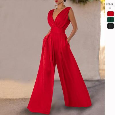 Jumpsuits Women Long Pants One Pic European and American Fashion Jumpsuits High-Waisted Wide-Leg Pants for Women