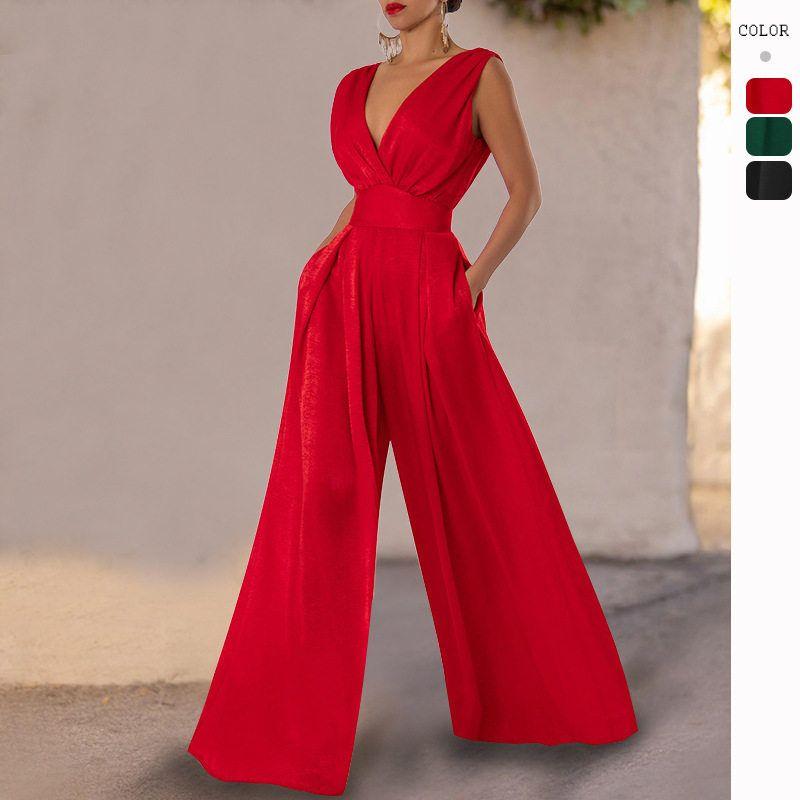 Jumpsuits Women Long Pants One Pic European and American Fashion Jumpsuits High-Waisted Wide-Leg Pants for Women