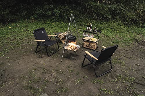 Captain Stag UG-91 Silver BBQ Grill, Shell Fire Pit, 400W Stainless Steel, with Two Tripods and Storage Bag