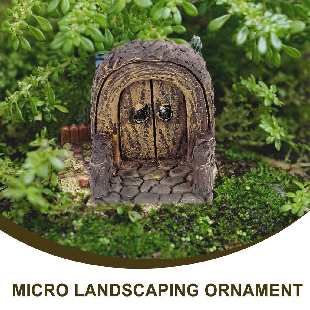 3 Stück Harz-Miniatur-Gartendekoration Mini-Feentür Rustikaler Stil Kleine Landschaftsdekoration für Bonsai-Baumstamm-Display