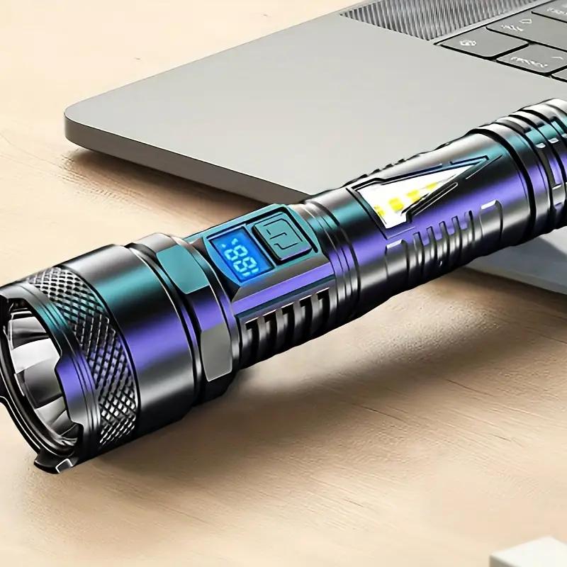 High-power Led Flashlight USB Rechargeable Torch with Display Zoomable Light with Battery Camping Hiking Lantern Emergency Lamp