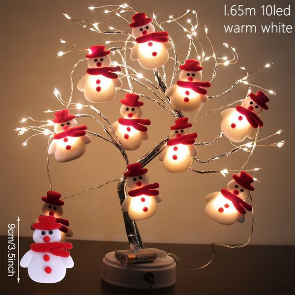 10 LEDs 5.4ft Christmas Snowman String Lights Waterproof Light Up String Lights Short Plush Lights for Christmas Decorations Christms Tree Light