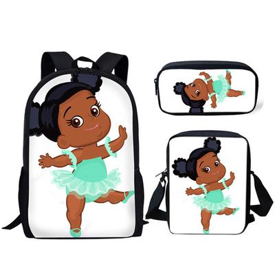 Classic Novelty Ballet Girls 3D Print 3pcs/Set Pupil School Bags Laptop Daypack Backpack Inclined Shoulder Bag Pencil Case