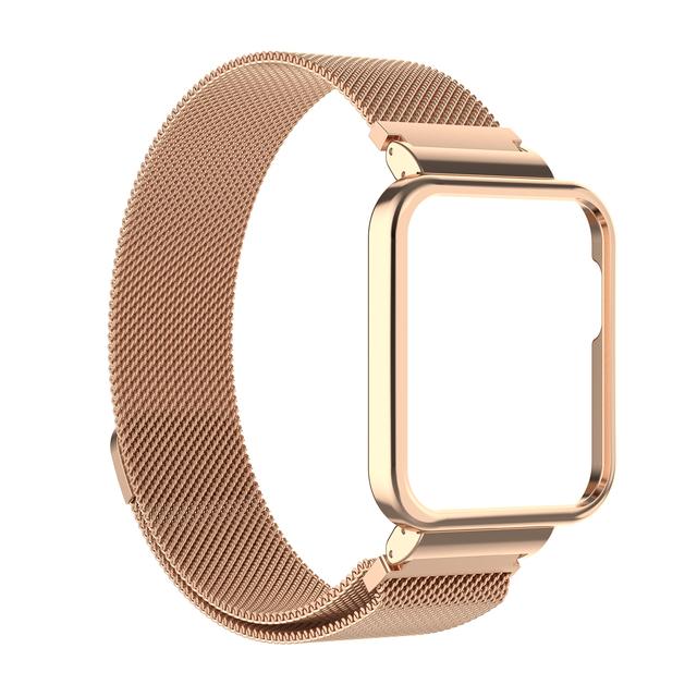 Ремешок для Xiaomi Redmi Watch 3 2 Lite Band Mi Watch Lite с металлическим защитным чехлом-бампером, браслет с магнитной петлей для часов Redmi Redmi Watch 3 розового золота