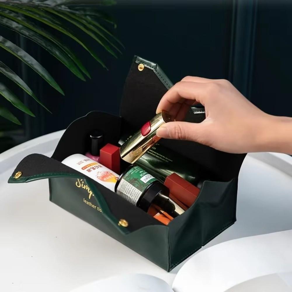 Modern Leather Tissue Case Large Storage Container Napkin Holder Paper Towel Box Car Tissue Box Home Living Room Decoration
