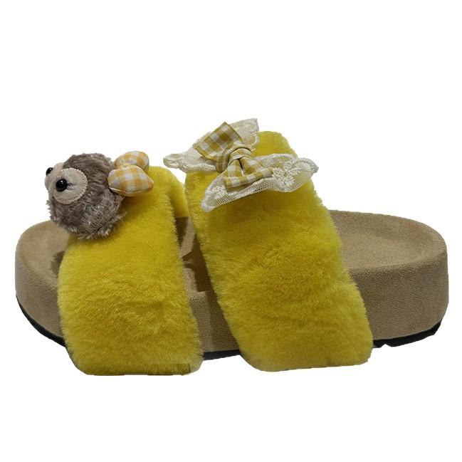 Sweet and cute Shirley Rose cotton slippers women's home winter non-slip soft-soled plush slippers flat-soled fluffy shoes