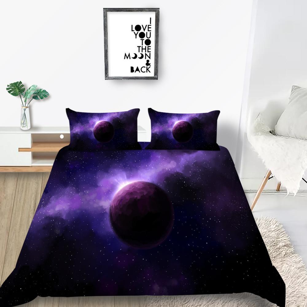 Home Bedding Set Full Size King Bed Twin Bed Space Star Print Bedroom Quilt Cover and Pillow Cover Bedding Decoration