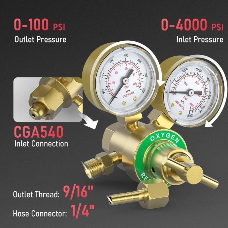 Professional Copper Construction Pressure Regulator Gauge Equipped with T Handle for Easy Manual Control in Gas Systems