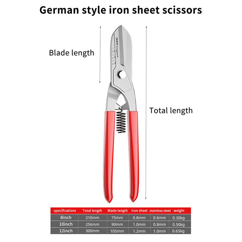 Professional Stainless Steel Scissors & Tin Snips For Metal, Leather & Copper Cutting - Multi-Directional Industrial Tool