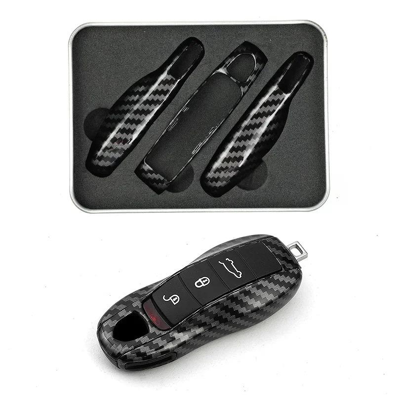Pour Porsche Boxster Cayman Panamera Cayenne 911 Housse de Clé de Voiture 918 997 991 ABS Fibre de Carbone Étui à Clé Housse de Protection Accessoires