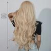 LOUIS FERRE Long Wavy Blonde Synthetic Wigs for Women 26in Light Golden Natural Hair Hairline Hand-Tied Hairline Lace Front Wig