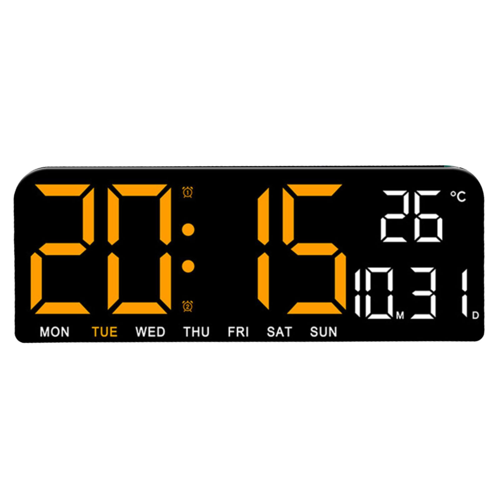

For Cooking For Exercise Digital Wall Clock Automatic Brightness Dimmer Date And Week Display Dual Alarm Function помаранчевий