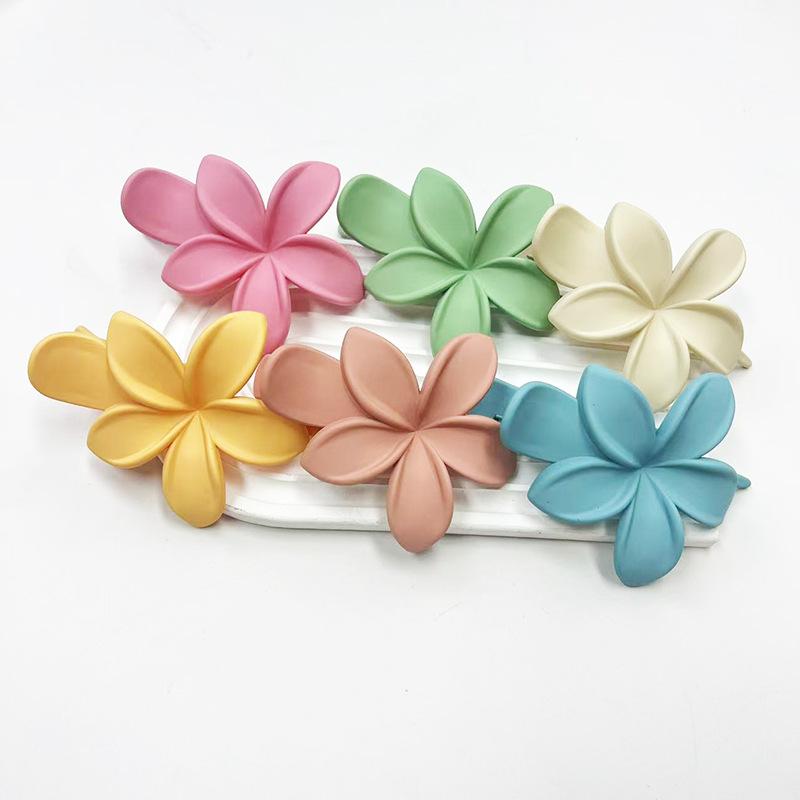 Pinces à Cheveux en Plastique Givré Forme Fleur Mode Filles Pince Crabe Bec de Canard Mignon Accessoires de Tête Barrette Antidérapante Épingles à Cheveux Cheveux Acc