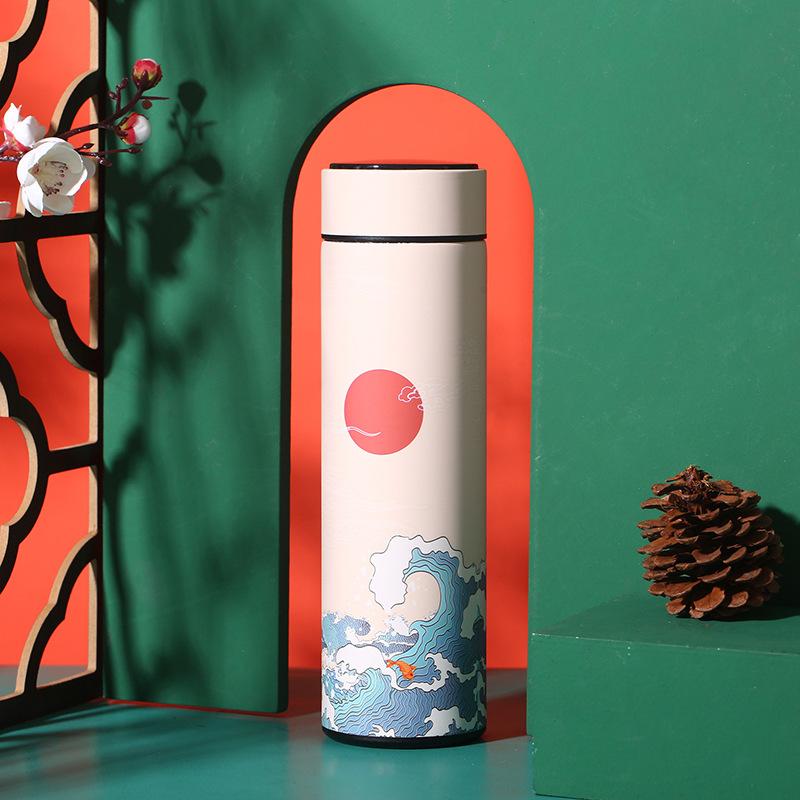 China Wind 304 Stainless Steel Thermos Cup Digital Display Water Cup Intelligent Temperature Measuring Multifunctional Teacup