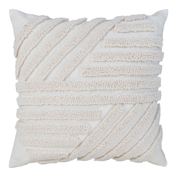 Coussin blanc strié géométrique 45 x 45 cm